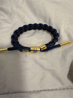 Black and Blue Braided Cord Bracelet with Gold Accents